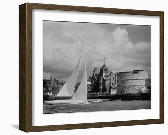 British Yacht Sceptre in Portsmouth Harbor, Making Trail Run For America's Cup Race-Mark Kauffman-Framed Photographic Print