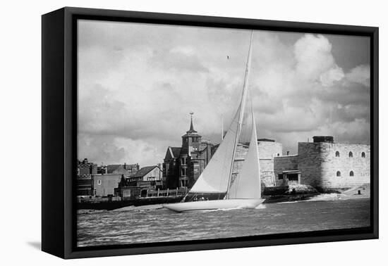 British Yacht Sceptre in Portsmouth Harbor, Making Trail Run For America's Cup Race-Mark Kauffman-Framed Premier Image Canvas