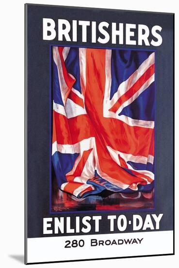 Britishers: Enlist To-Day-Guy Lipscombe-Mounted Art Print