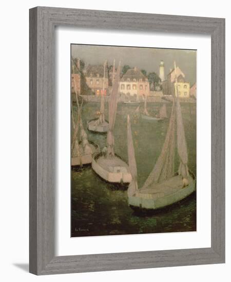 Brittany Port by Moonlight-Henri Eugene Augustin Le Sidaner-Framed Giclee Print