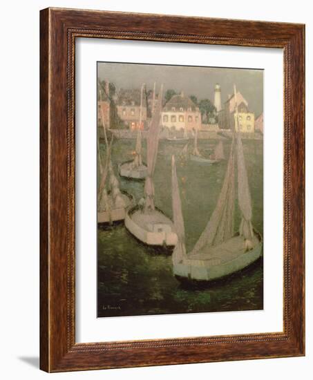 Brittany Port by Moonlight-Henri Eugene Augustin Le Sidaner-Framed Giclee Print