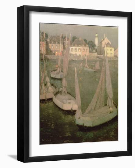 Brittany Port by Moonlight-Henri Eugene Augustin Le Sidaner-Framed Giclee Print