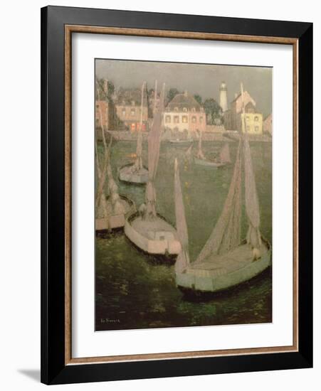 Brittany Port by Moonlight-Henri Eugene Augustin Le Sidaner-Framed Giclee Print