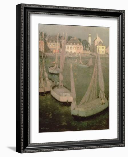 Brittany Port by Moonlight-Henri Eugene Augustin Le Sidaner-Framed Giclee Print