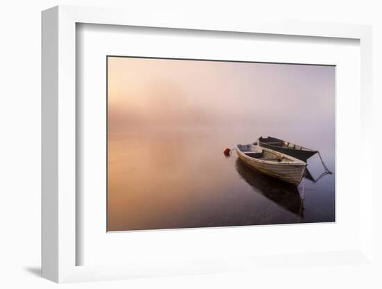 Brivio, Lombardy, Italy. Two Boats on the Adda River at Sunrise.-ClickAlps-Framed Photographic Print