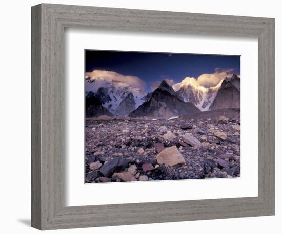 Broad and Gasherbrun Peaks, Karakoram Range, Pakistan-Art Wolfe-Framed Photographic Print