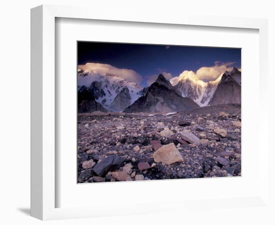 Broad and Gasherbrun Peaks, Karakoram Range, Pakistan-Art Wolfe-Framed Photographic Print