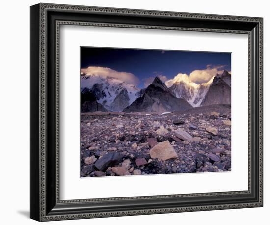 Broad and Gasherbrun Peaks, Karakoram Range, Pakistan-Art Wolfe-Framed Photographic Print