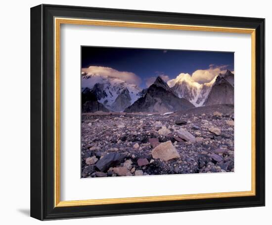 Broad and Gasherbrun Peaks, Karakoram Range, Pakistan-Art Wolfe-Framed Photographic Print