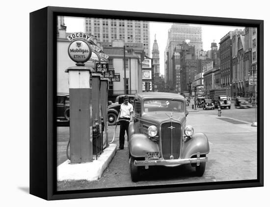 Broad and Pine, Gas Station Looking North, Philadelphia, Pennsylvania-null-Framed Stretched Canvas