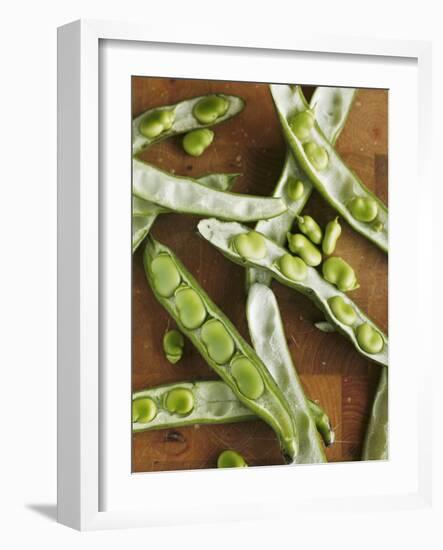 Broad Beans and Pods on a Wooden Surface-Petr Gross-Framed Photographic Print