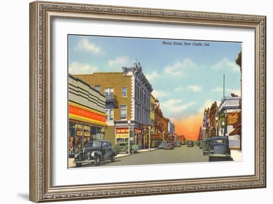 Broad Street, New Castle, Indiana-null-Framed Art Print