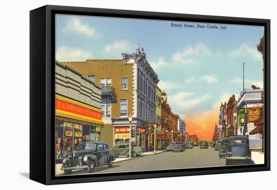 Broad Street, New Castle, Indiana-null-Framed Stretched Canvas