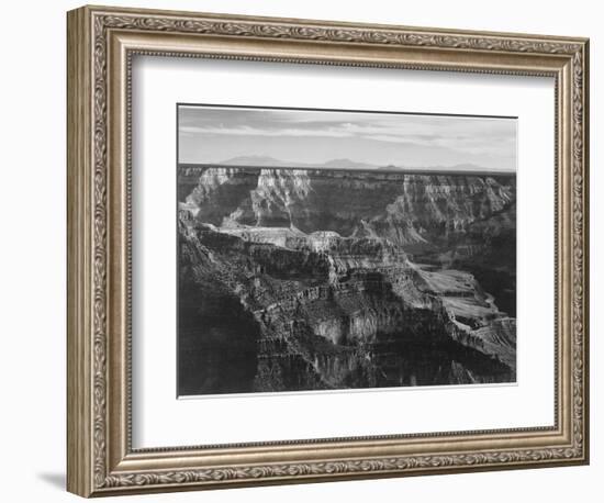 Broad View With Detail Of Canyon Horizon And Mountains Above "Grand Canyon NP" Arizona 1933-1942-Ansel Adams-Framed Premium Giclee Print