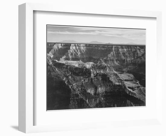 Broad View With Detail Of Canyon Horizon And Mountains Above "Grand Canyon NP" Arizona 1933-1942-Ansel Adams-Framed Premium Giclee Print