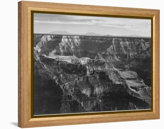 Broad View With Detail Of Canyon Horizon And Mountains Above "Grand Canyon NP" Arizona 1933-1942-Ansel Adams-Framed Stretched Canvas