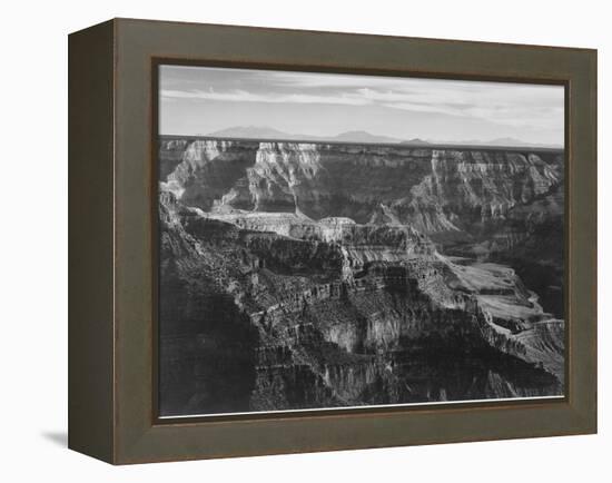 Broad View With Detail Of Canyon Horizon And Mountains Above "Grand Canyon NP" Arizona 1933-1942-Ansel Adams-Framed Stretched Canvas