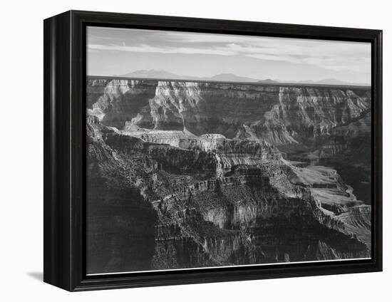 Broad View With Detail Of Canyon Horizon And Mountains Above "Grand Canyon NP" Arizona 1933-1942-Ansel Adams-Framed Stretched Canvas