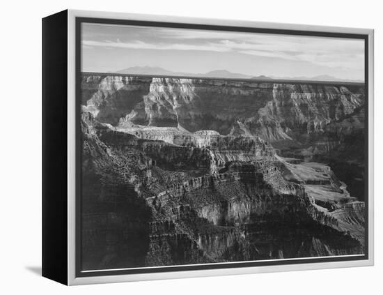 Broad View With Detail Of Canyon Horizon And Mountains Above "Grand Canyon NP" Arizona 1933-1942-Ansel Adams-Framed Stretched Canvas