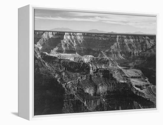 Broad View With Detail Of Canyon Horizon And Mountains Above "Grand Canyon NP" Arizona 1933-1942-Ansel Adams-Framed Stretched Canvas