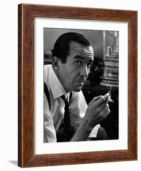 Broadcast Journalist Edward R. Murrow Smoking Cigarette-Lisa Larsen-Framed Photographic Print