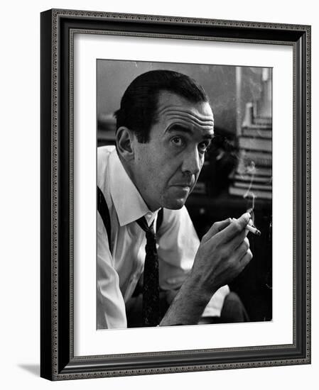 Broadcast Journalist Edward R. Murrow Smoking Cigarette-Lisa Larsen-Framed Photographic Print