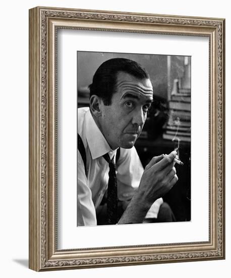 Broadcast Journalist Edward R. Murrow Smoking Cigarette-Lisa Larsen-Framed Photographic Print