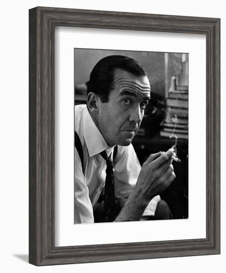 Broadcast Journalist Edward R. Murrow Smoking Cigarette-Lisa Larsen-Framed Photographic Print