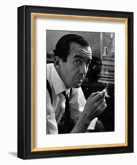 Broadcast Journalist Edward R. Murrow Smoking Cigarette-Lisa Larsen-Framed Photographic Print