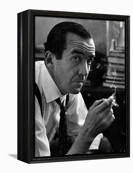 Broadcast Journalist Edward R. Murrow Smoking Cigarette-Lisa Larsen-Framed Premier Image Canvas