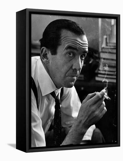 Broadcast Journalist Edward R. Murrow Smoking Cigarette-Lisa Larsen-Framed Premier Image Canvas