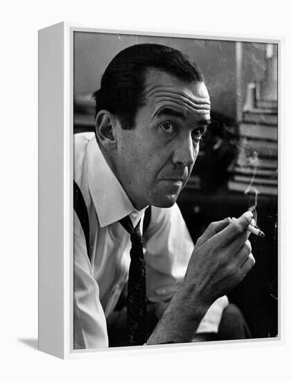 Broadcast Journalist Edward R. Murrow Smoking Cigarette-Lisa Larsen-Framed Premier Image Canvas