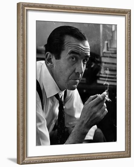 Broadcast Journalist Edward R. Murrow Smoking Cigarette-Lisa Larsen-Framed Premium Photographic Print