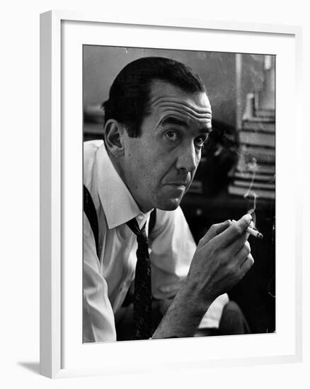 Broadcast Journalist Edward R. Murrow Smoking Cigarette-Lisa Larsen-Framed Premium Photographic Print