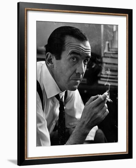 Broadcast Journalist Edward R. Murrow Smoking Cigarette-Lisa Larsen-Framed Premium Photographic Print