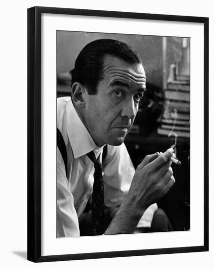 Broadcast Journalist Edward R. Murrow Smoking Cigarette-Lisa Larsen-Framed Premium Photographic Print