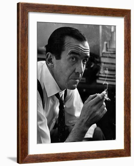 Broadcast Journalist Edward R. Murrow Smoking Cigarette-Lisa Larsen-Framed Premium Photographic Print