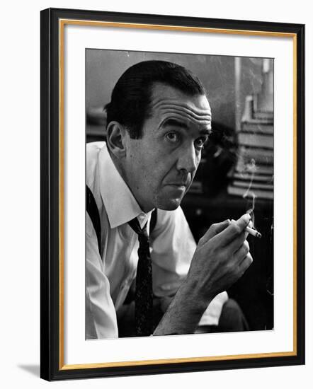 Broadcast Journalist Edward R. Murrow Smoking Cigarette-Lisa Larsen-Framed Premium Photographic Print