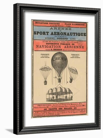 Broadside Announcement of a Balloon Ascension-null-Framed Art Print