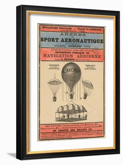 Broadside Announcement of a Balloon Ascension-null-Framed Art Print