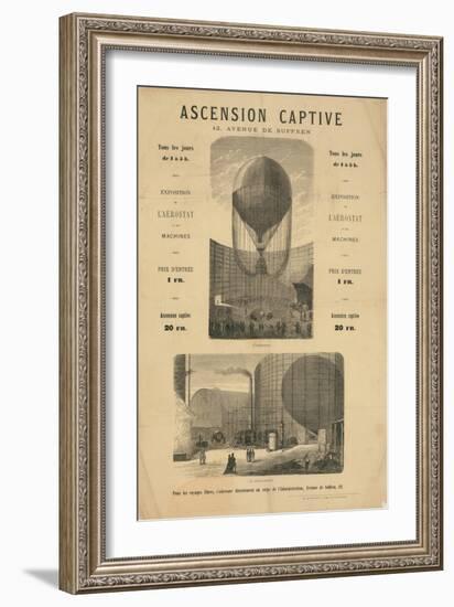 Broadside announcing a captive balloon ascension during the Paris Exposition of 1867-null-Framed Giclee Print