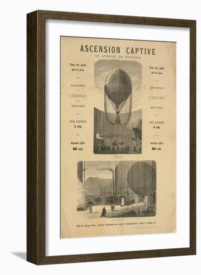 Broadside announcing a captive balloon ascension during the Paris Exposition of 1867-null-Framed Giclee Print