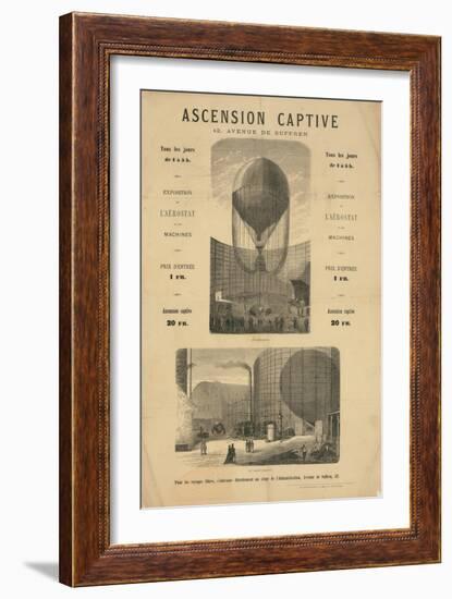 Broadside announcing a captive balloon ascension during the Paris Exposition of 1867-null-Framed Giclee Print