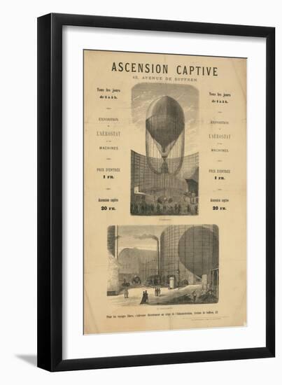 Broadside announcing a captive balloon ascension during the Paris Exposition of 1867-null-Framed Giclee Print