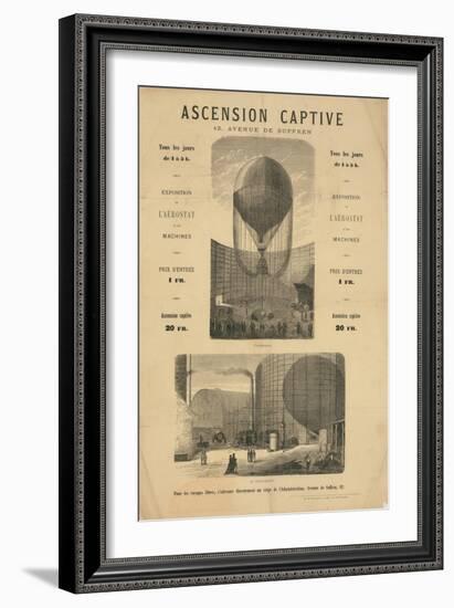 Broadside announcing a captive balloon ascension during the Paris Exposition of 1867-null-Framed Giclee Print