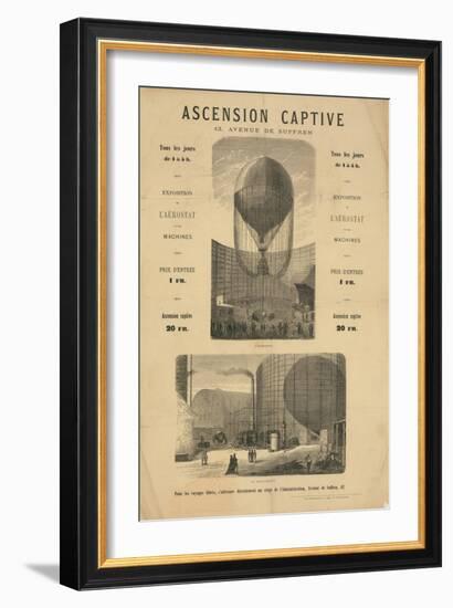 Broadside announcing a captive balloon ascension during the Paris Exposition of 1867-null-Framed Giclee Print