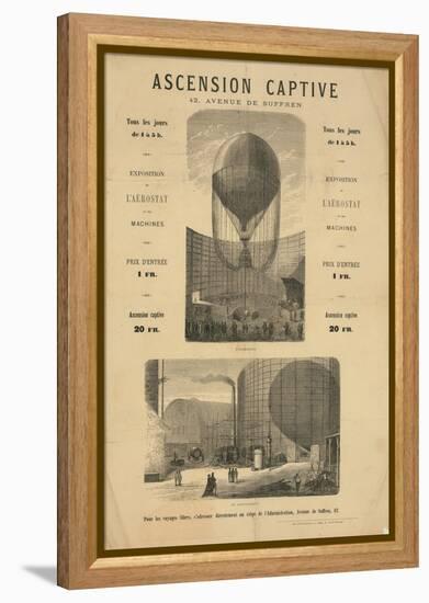 Broadside announcing a captive balloon ascension during the Paris Exposition of 1867-null-Framed Premier Image Canvas