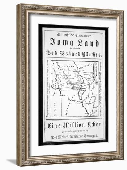 Broadside Published in German by the Des Moines Navigation Company to Attract Immigrants to Iowa-American-Framed Giclee Print