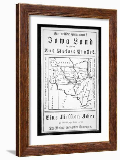 Broadside Published in German by the Des Moines Navigation Company to Attract Immigrants to Iowa-American-Framed Giclee Print