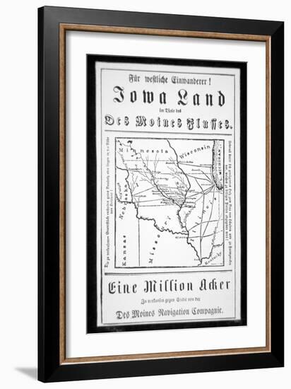 Broadside Published in German by the Des Moines Navigation Company to Attract Immigrants to Iowa-American-Framed Giclee Print